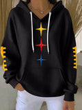 Women'S Football Print Hooded Sweatshirt