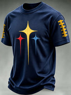 Men's Football Print Waffle Round Neck T-Shirt